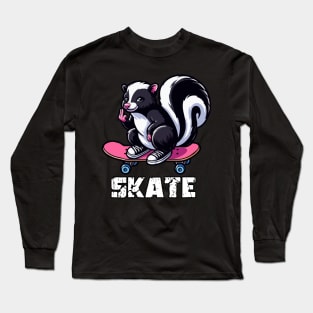 Skunk Skateboarder Long Sleeve T-Shirt